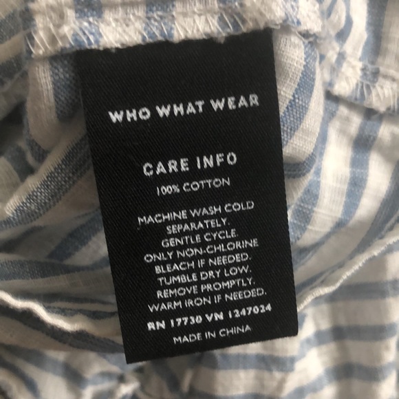 Blue White Stripe 100% Cotton Blouse Ruffle Sleeve - Picture 6 of 8